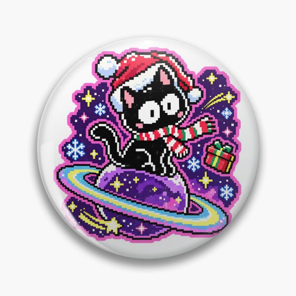 Item preview, Christmas Cat in Space Pixel Art Holiday designed and sold by DesignArtist.ia.