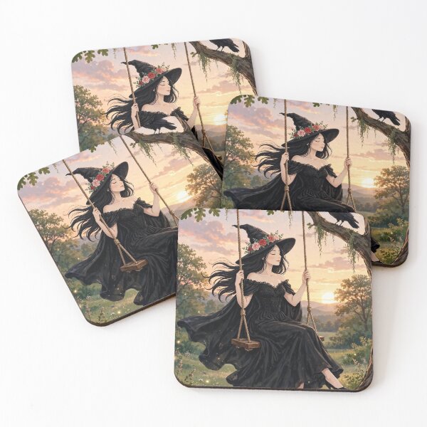 Item preview, The Witch Swinging Beneath the Autumn Trees. designed and sold by DibujandoPorfa.