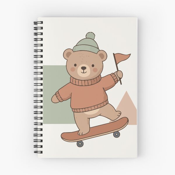 Item preview, Vector illustration of a playful cute bear wearing a sweater and hat riding a skateboard for baby shower invitation, nursery wall art, and kids room decor designed and sold by Jemmiko.