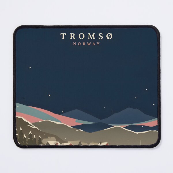 Item preview, Tromsø Norway Winter Aurora Minimalist Travel Illustration Snowy Harbor designed and sold by JIGUWORLD.