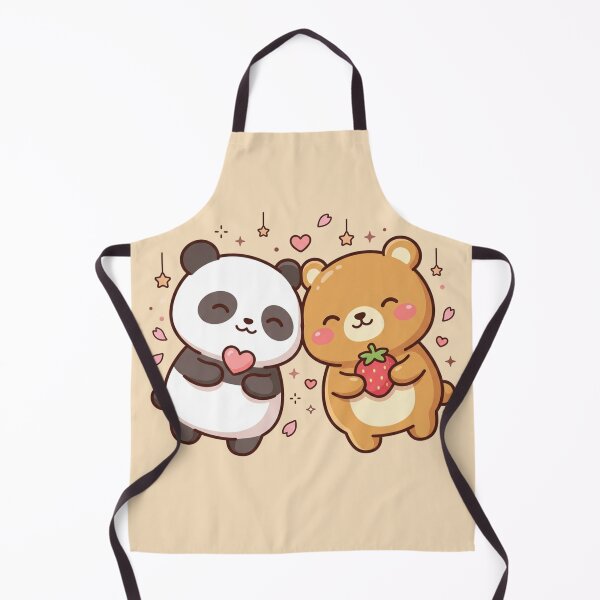 Item preview, Cute Panda & Brown Bear Best Friends - Kawaii Heart & Strawberry Art designed and sold by Driesman.