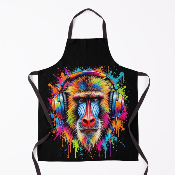 Item preview, Neon Graffiti Baboon Wearing Headphones designed and sold by BuxomBabe21.