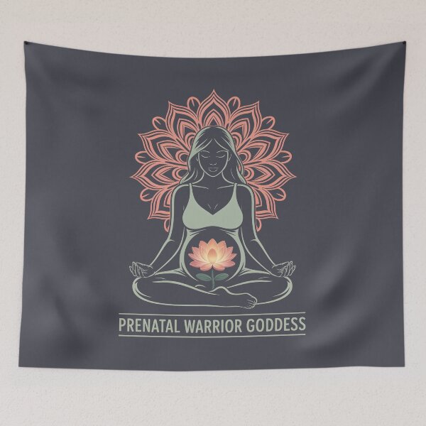Aperçu de l'œuvre Prenatal Warrior Goddess Green Coral Glowing créée et vendue par 108stillness.