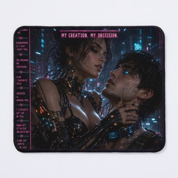 Item preview, I’ve Loved You an Eternity – Cyberpunk AI Romance Neon Gothic Art designed and sold by IRON SIREN.