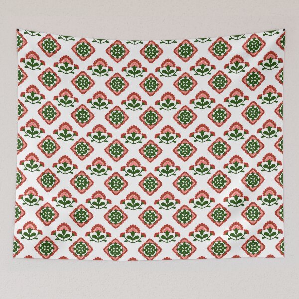 Item preview, Folk Style Carnation Geometric Floral Pattern designed and sold by DILMIK..