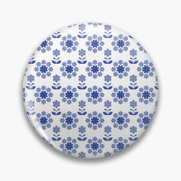 Item preview, Blue Folk Floral Retro Pattern designed and sold by DILMIK..