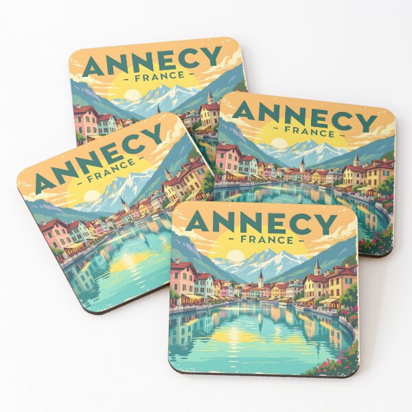 Item preview, Annecy France – Vintage Alpine Waterfront Travel Poster designed and sold by LSVart.