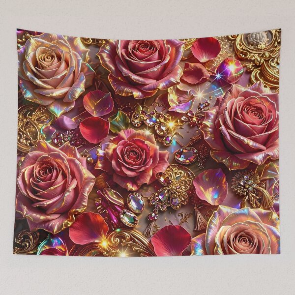 Item preview, Elegant Gold Royal Roses and Jeweled Petals Design designed and sold by Sybille-Yates.