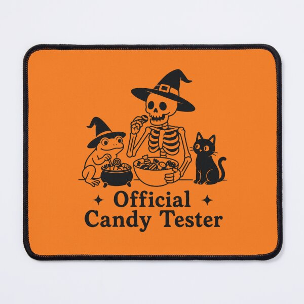 Item preview, Official Candy Tester Halloween Skeleton Frog & Black Cat | Cute Monochrome Spooky Art & Trick or Treat Illustration designed and sold by illeN-Art-World.
