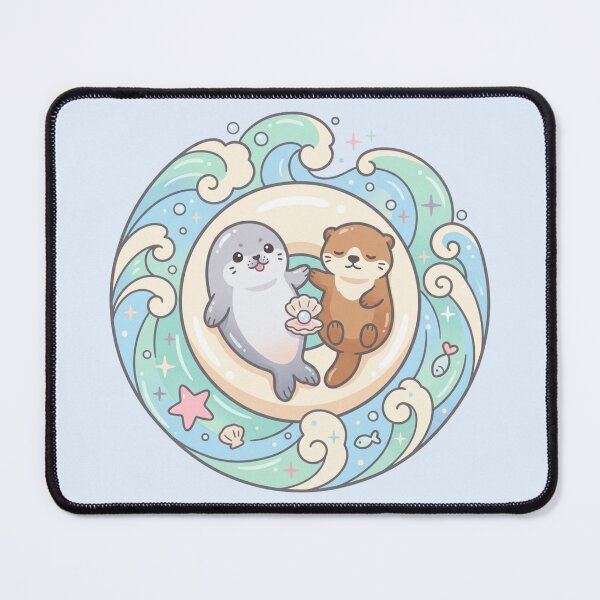 Item preview, Cute Seal & Sea Otter Friends - Kawaii Ocean Waves Art designed and sold by Driesman.
