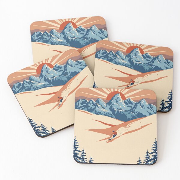 Item preview, Grand Targhee Wyoming Retro Ski Resort Teton Range Powder Skier Illustration designed and sold by JIGUWORLD.