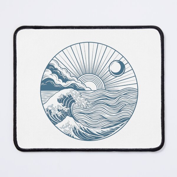 Item preview, Japanese Great Wave Rising Sun Ocean Waves Vintage Woodblock Surfer designed and sold by raedattia.
