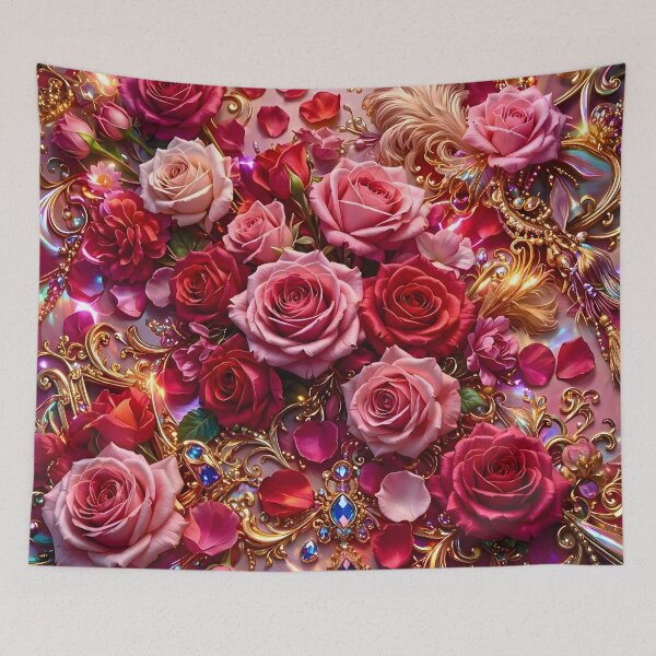 Item preview, Elegant Gold Royal Roses and Jeweled Petals Design designed and sold by Sybille-Yates.