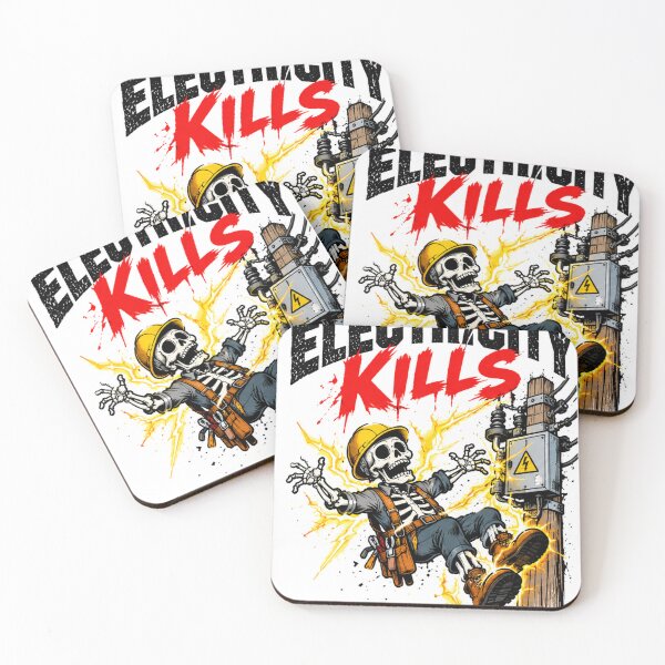 Item preview, electricity kills - Vintage Lineman Dark Humor designed and sold by SRV Shop ⭐⭐⭐⭐⭐.