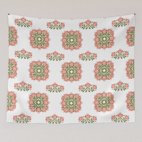 Item preview, Folk Art Coral Floral Pattern designed and sold by DILMIK..