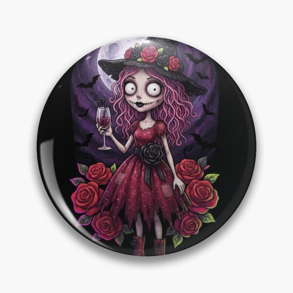 Item preview, Gothic Rose Witch - Spooky Vampire Witch Girl with Wine designed and sold by MysticalSister.
