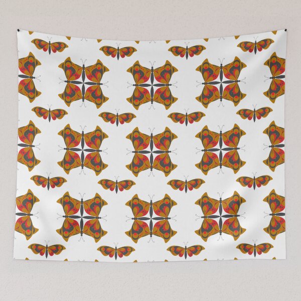 Item preview, Retro Butterfly Pattern in Amber and Red designed and sold by DILMIK..