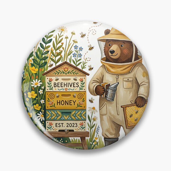 Item preview, Whimsical Bear Beekeeper in Wildflower Meadow designed and sold by Michaelragheb.