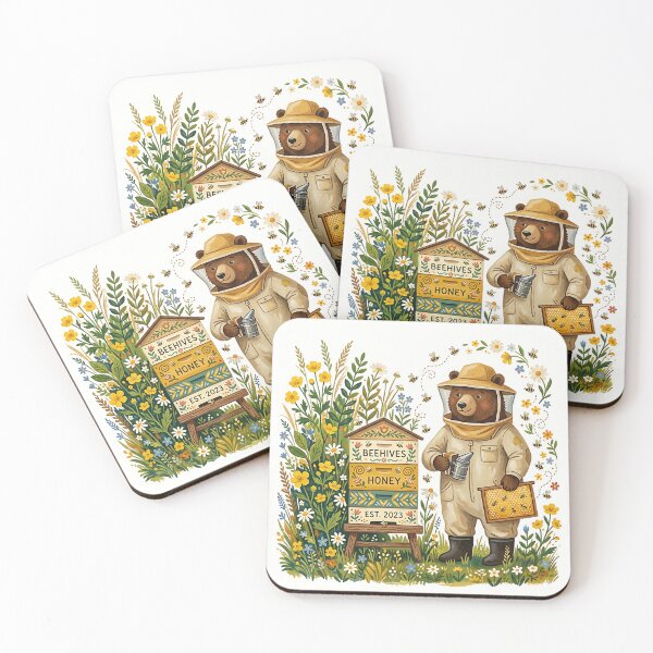 Item preview, Whimsical Bear Beekeeper in Wildflower Meadow designed and sold by Michaelragheb.