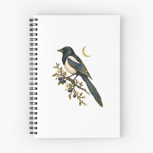 Item preview, Magpie Art One for Sorrow | Vintage Folklore Bird Art | Birdwatcher Gift designed and sold by Brackenlume Studio.
