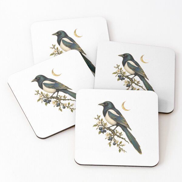 Item preview, Magpie Art One for Sorrow | Vintage Folklore Bird Art | Birdwatcher Gift designed and sold by Brackenlume Studio.