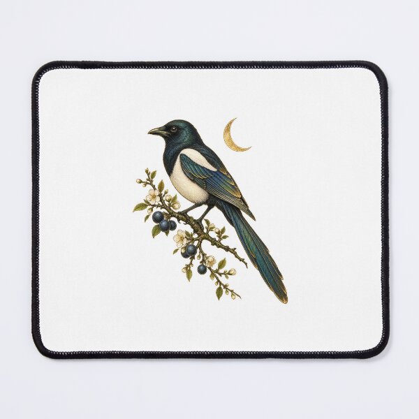 Item preview, Magpie Art One for Sorrow | Vintage Folklore Bird Art | Birdwatcher Gift designed and sold by Brackenlume Studio.