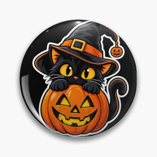 Item preview, Black Cat Witch Hat with Halloween Pumpkin designed and sold by ser-Ile.
