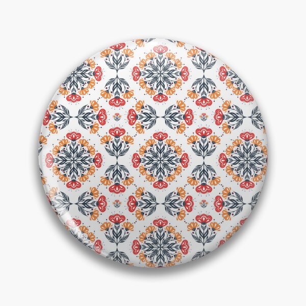 Item preview, Folk Art Floral Mandala Pattern in Red and Orange designed and sold by DILMIK..