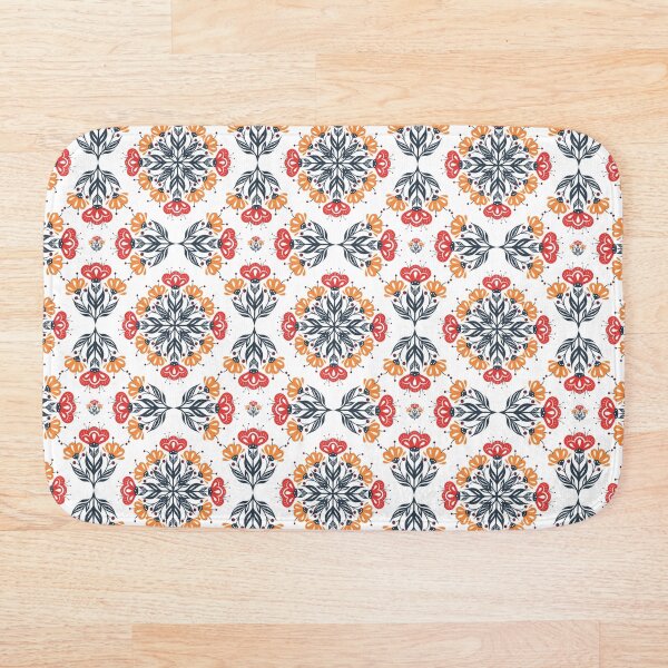 Artikelvorschau, Volkskunst-Blumenmandala-Muster in Rot und Orange entworfen und verkauft von DILMIK..