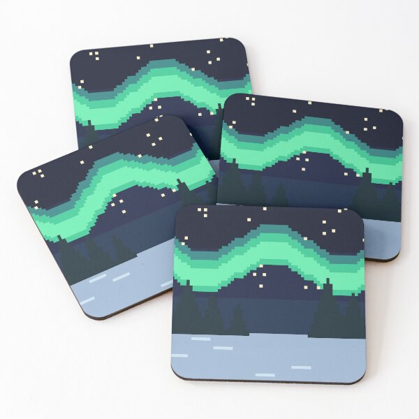 Item preview, Pixel Art Northern Lights Over a Frozen Lake designed and sold by pixelbypixelart.