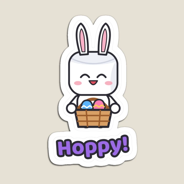Some Bunny Loves You - Cute Easter Marshmallow Pip with Egg Basket — Magnet by BiMood