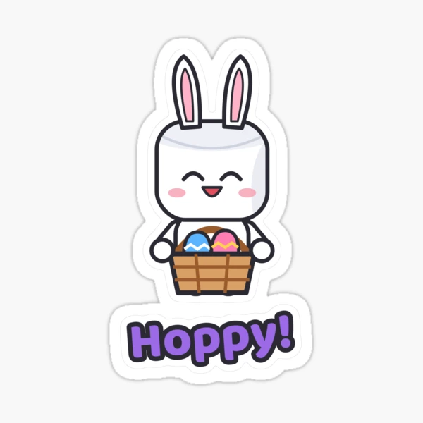 Some Bunny Loves You - Cute Easter Marshmallow Pip with Egg Basket — Sticker by BiMood