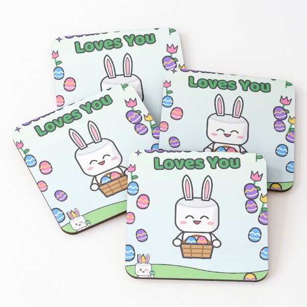 Item preview, Some Bunny Loves You - Cute Easter Marshmallow Pip with Egg Basket designed and sold by BiMood.