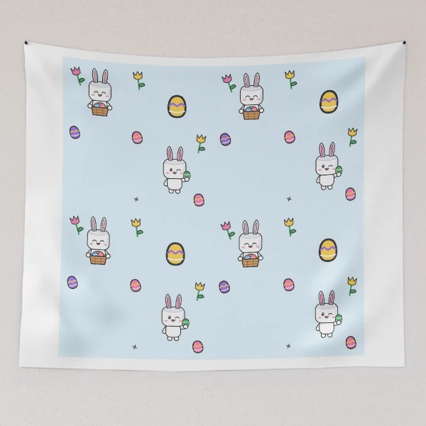 Some Bunny Loves You - Cute Easter Marshmallow Pip with Egg Basket — Tapestry by BiMood