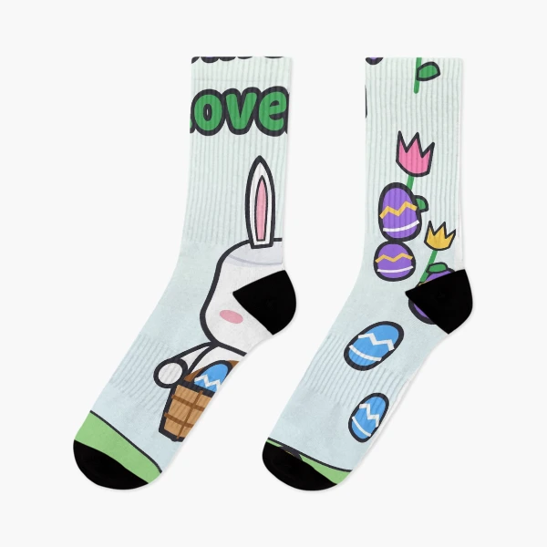 Some Bunny Loves You - Cute Easter Marshmallow Pip with Egg Basket — Socks by BiMood