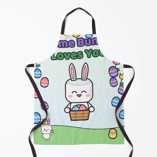 Some Bunny Loves You - Cute Easter Marshmallow Pip with Egg Basket — Apron by BiMood