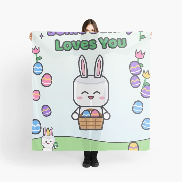 Some Bunny Loves You - Cute Easter Marshmallow Pip with Egg Basket — Scarf by BiMood