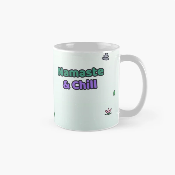 Namaste and Chill - Cute Yoga Marshmallow Pip on a Mat — Classic Mug by BiMood