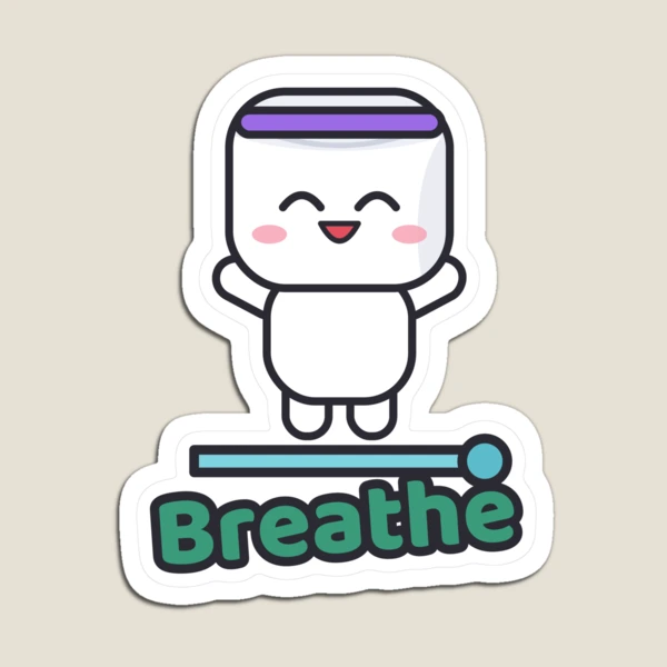 Namaste and Chill - Cute Yoga Marshmallow Pip on a Mat — Magnet by BiMood