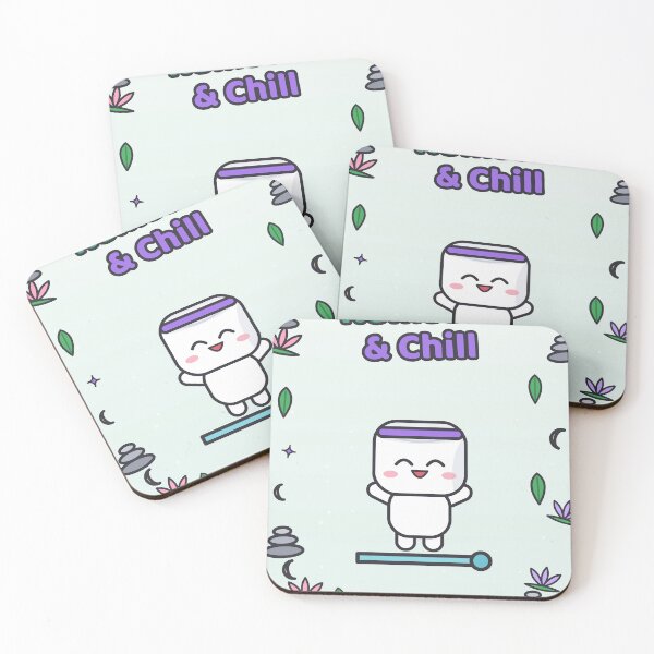 Item preview, Namaste and Chill - Cute Yoga Marshmallow Pip on a Mat designed and sold by BiMood.