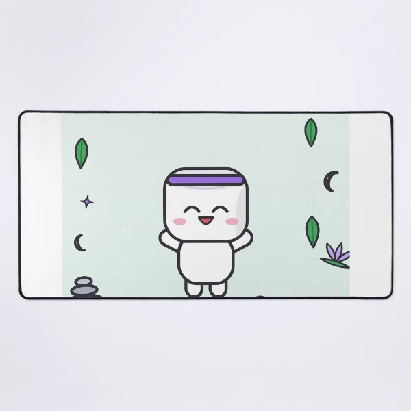 Namaste and Chill - Cute Yoga Marshmallow Pip on a Mat — Mouse Pad by BiMood