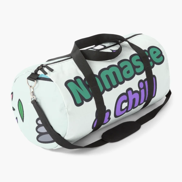 Namaste and Chill - Cute Yoga Marshmallow Pip on a Mat — Duffle Bag by BiMood
