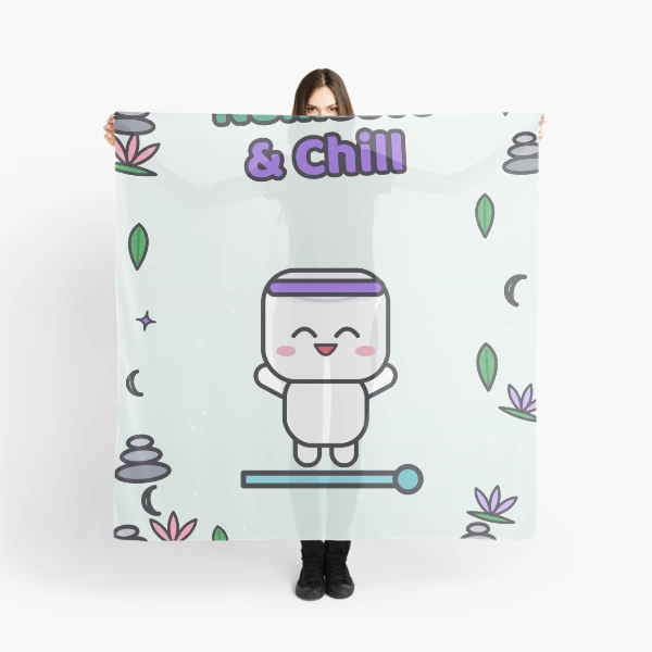 Namaste and Chill - Cute Yoga Marshmallow Pip on a Mat — Scarf by BiMood