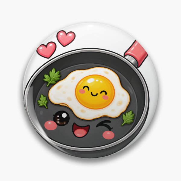 Item preview, Cute Kawaii Frying Pan with Happy Fried Egg designed and sold by TinyWeird.