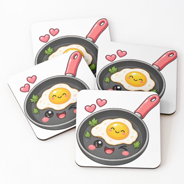 Item preview, Cute Kawaii Frying Pan with Happy Fried Egg designed and sold by TinyWeird.
