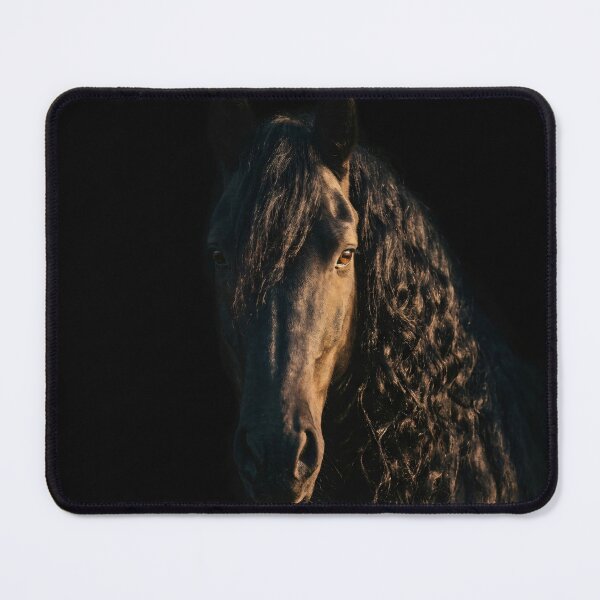 Item preview, Majestic Friesian Horse Portrait - Dark Moody Equestrian Wildlife Art designed and sold by TeeBeeDesigns.