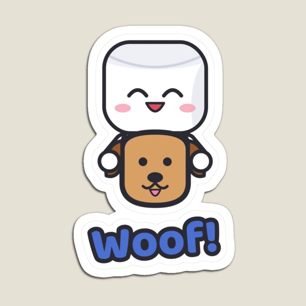Dogs Make Me Happy - Cute Marshmallow Pip Hugging a Puppy — Magnet by BiMood