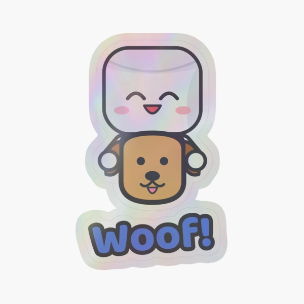 Dogs Make Me Happy - Cute Marshmallow Pip Hugging a Puppy — Sticker by BiMood
