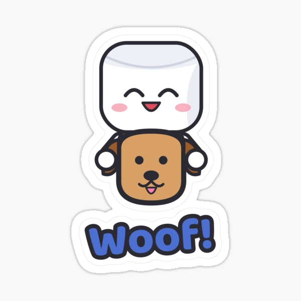 Dogs Make Me Happy - Cute Marshmallow Pip Hugging a Puppy — Sticker by BiMood