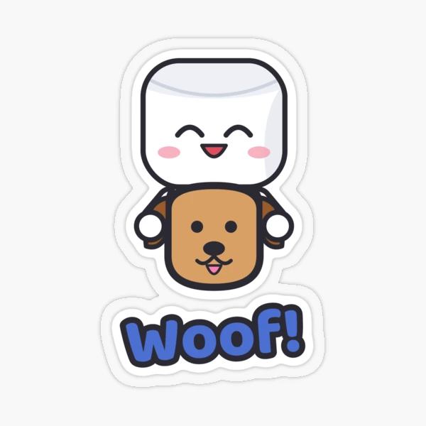 Dogs Make Me Happy - Cute Marshmallow Pip Hugging a Puppy — Sticker by BiMood